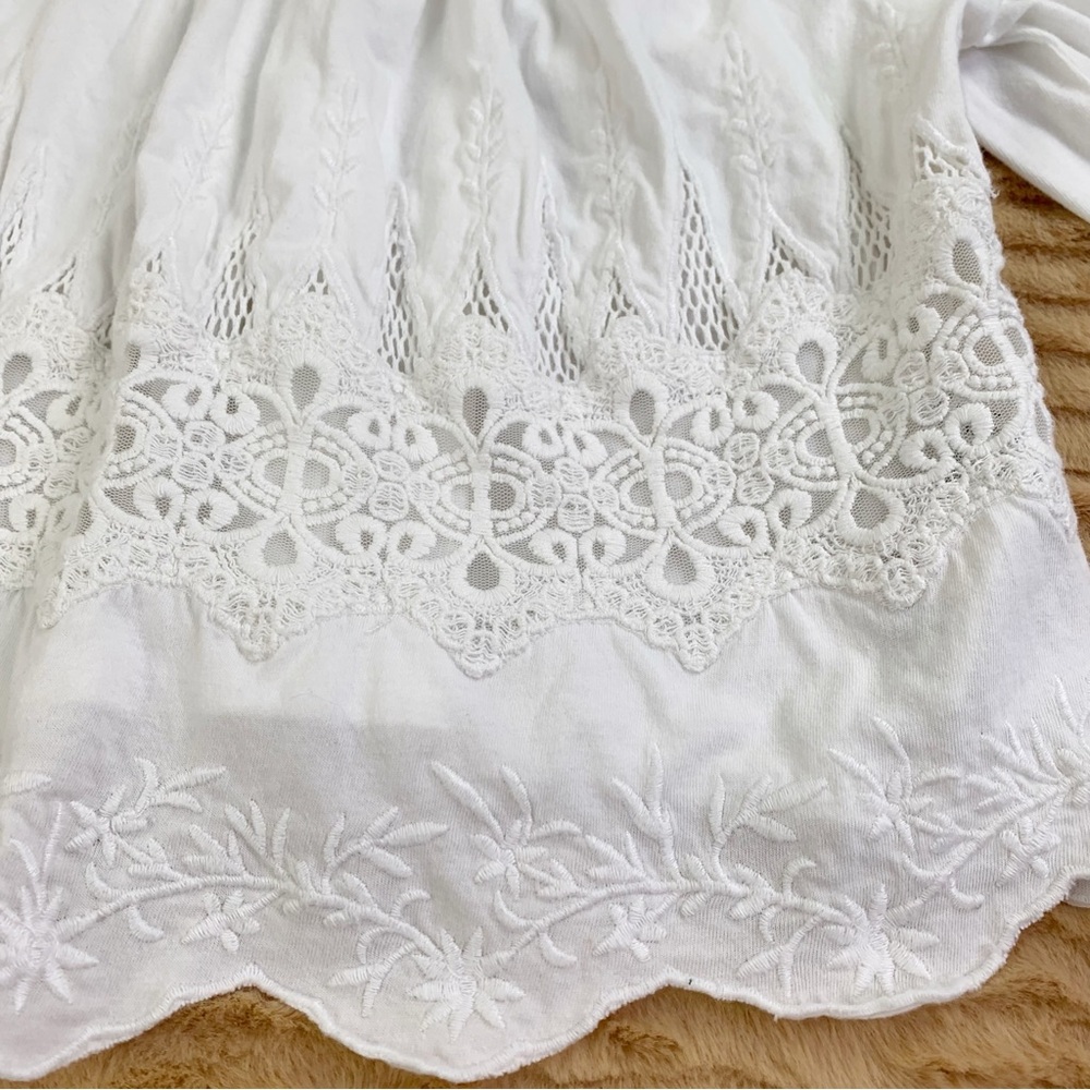 Top Shop White Off-Shoulder Embroidered Women's cropped Top long sleeve - Picture 3 of 9